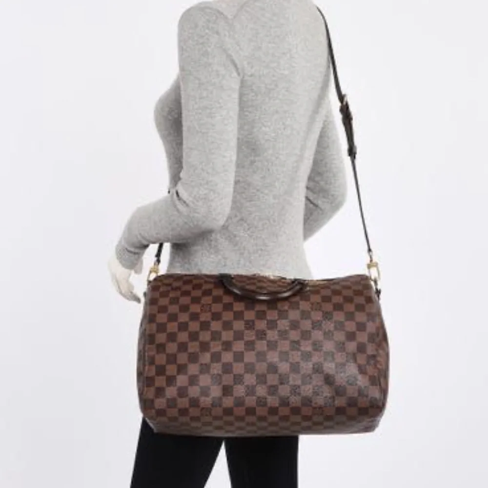 Authentic LOUIS VUITTON Damier Canvas Speedy Bandouliere 35 Bag Brown